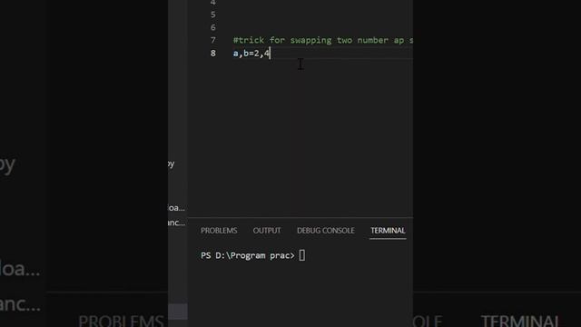 swapping in python easy trick.