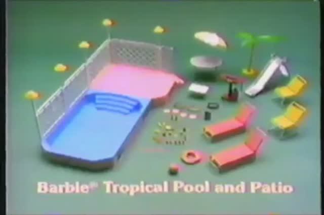 1987 Реклама куклы Барби Маттел Бассейн и Патио BARBIE TROPICAL POOL AND PATIO COMMERCIAL