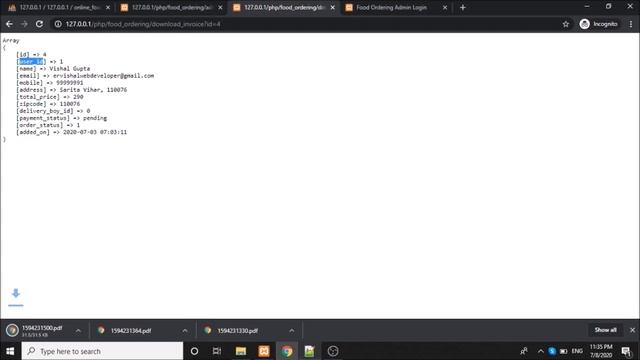 Step by step create an Online Food Ordering website using PHP - Part 18