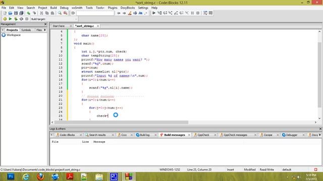 Sort String in C