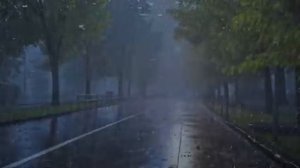 Adieu la fatigue pour dormir vite avec de fortes Pluies couvrir la rue calme en banlieue