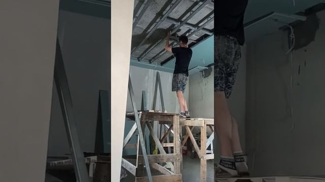 потолок из гипсокартона,ГКЛ,конструкция из профиля,закладная под люстру смотреть онлайн