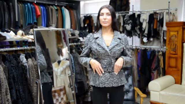 Обзор мехового жакета "Классика" из натурального меха каракульчи, цвет бриза #41