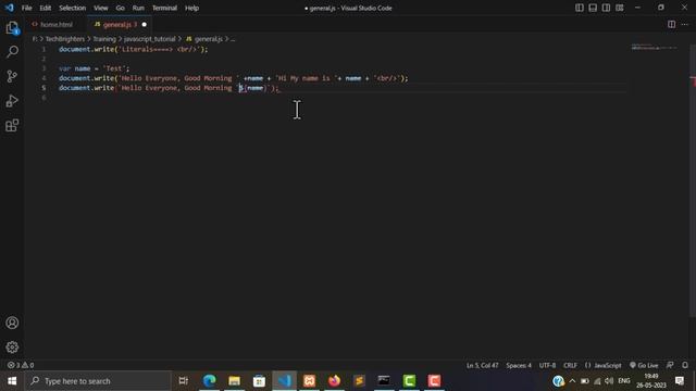 Javascript Tutorial In Hindi For Beginners Part #4 | Javascript Literals | Template Literals