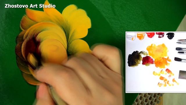 #15 How to Paint Rose flower in Oil | Как нарисовать РОЗУ маслом. Мастер-класс по Жостовской роспис смотреть онлайн