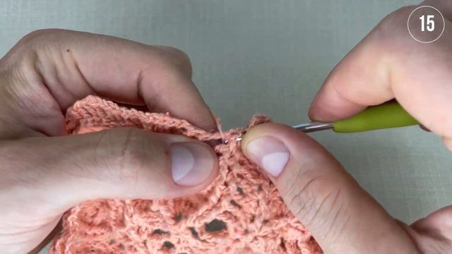 Рельефная салфетка крючком, Кармен, часть 2 из 3 (12-19 ряд)