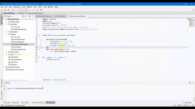 Python Unittesting: Parameterized Testing With Parameterized lib