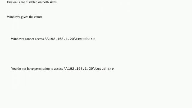 Samba share not accessible to client in the same network смотреть онлайн