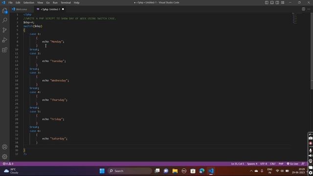 Switch case in php. #phpprogramming
