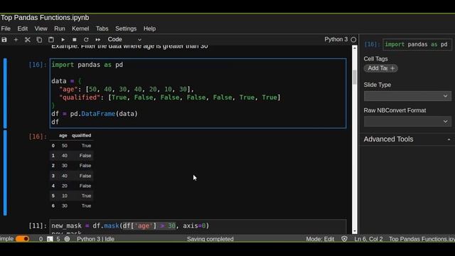 Very Useful Pandas Functions:  Pandas DataFrame mask() vs where() Method
