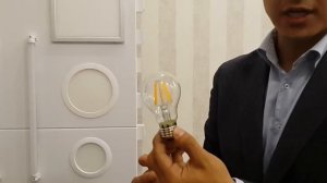 Презентация светодиодной лампы Е27 с прозрачным стеклом