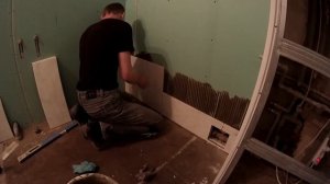 Плитка в ванной. Укладка на гипсокартон.