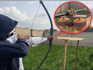 Зажигание спичек стрелой от лука