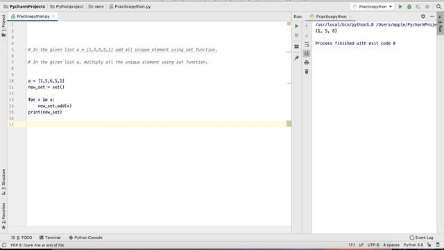 Python Practice Series 16 | Beginners | Level 1 | Basic | Add Unique Element Using Set Function