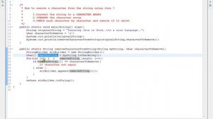 HOW TO REMOVE  A CHARACTER FROM THE STRING USING JAVA
