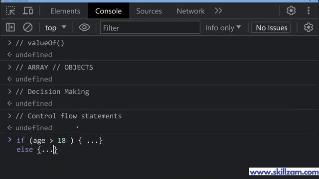 11 JavaScript - Nested Objects - Control Flow - Decision Making - if and if...else Statements