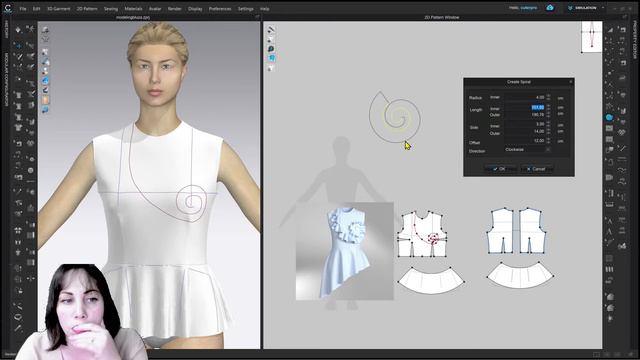 Практикум №10 по 3D моделированию блузы со спиралевидным воланом в CLO 3D