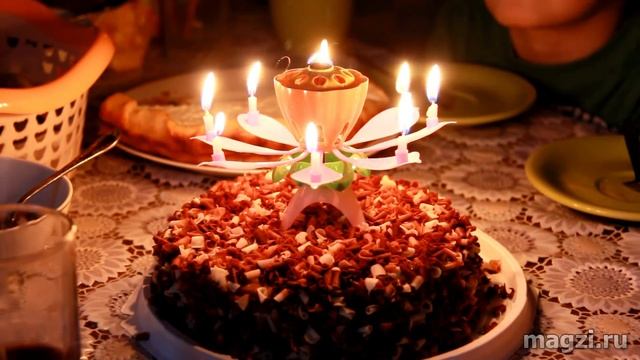Музыкальная свеча Лотос на торт смотреть онлайн
