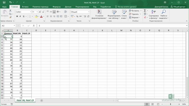 9  Функции Excel РАНГ.РВ и РАНГ.СР