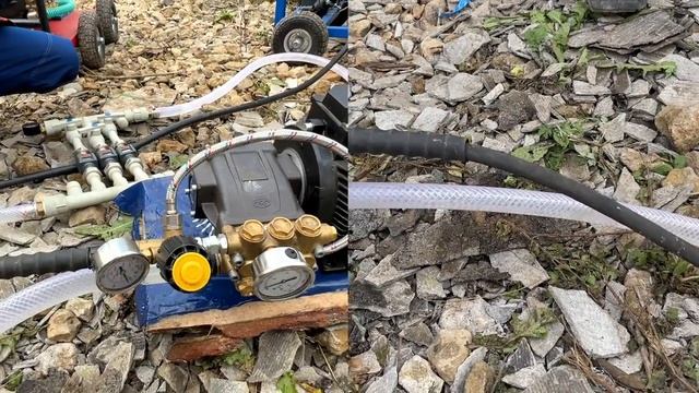 Работа АВД без воды. Тест- Запустим трёх плунжерный насос без достаточного объёма воды .
