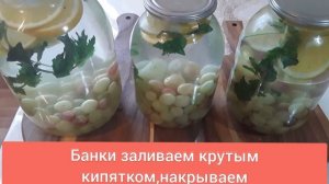 КОМПОТ НА ЗИМУ ИЗ ВИНОГРАДА С АПЕЛЬСИНОМ,ЛИМОНОМ И МЯТОЙ .