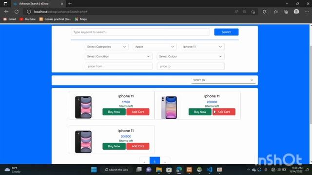 [20] Program the advanced product searching process including pagination