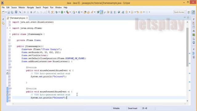 Video #36 - Java Swing Tutorial - How To Receive Mouse Events From JFrame смотреть онлайн