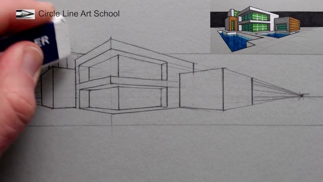 How to Draw a Modern House in Two Point Perspective смотреть онлайн