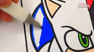 How to COLORING Sonic Shadow in one face coloring pages SONIC The Hedgehog Coloring Pages Sonic
