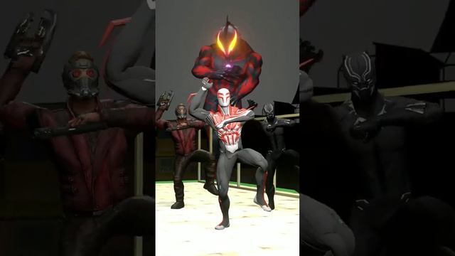 Spider man 2099 suit, black panther, starlord & ultraman belial in coffin dance mode