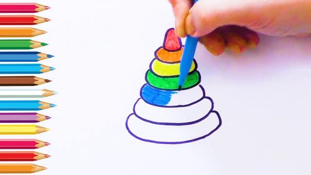 Раскраска для детей ПИРАМИДКА. Мультик - раскраска. Учим цвета на русском I РАЗВИВАШКА ВалеНик смотреть онлайн