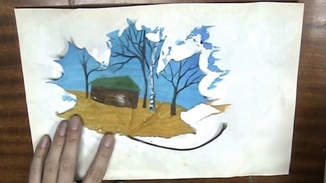 Кленовый лист. Рисуем пейзаж гуашью на кленовом листе. смотреть онлайн