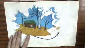 Кленовый лист.  Рисуем пейзаж гуашью на кленовом листе.