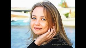 Портрет девушки по фото маслом в цифровом виде. Холст, масло в цифре.  Oil painting. KARTINA43.RU.