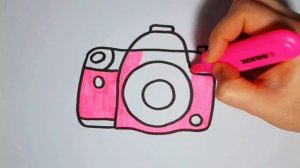 How to draw a camera for kids |  menggambar kamera untuk anak anak   Как нарисовать фотоаппарат