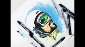 Мастер-класс по скетчингу маркерами «Горнолыжник». Рисуем спиртовыми маркерами портрет мужчины.