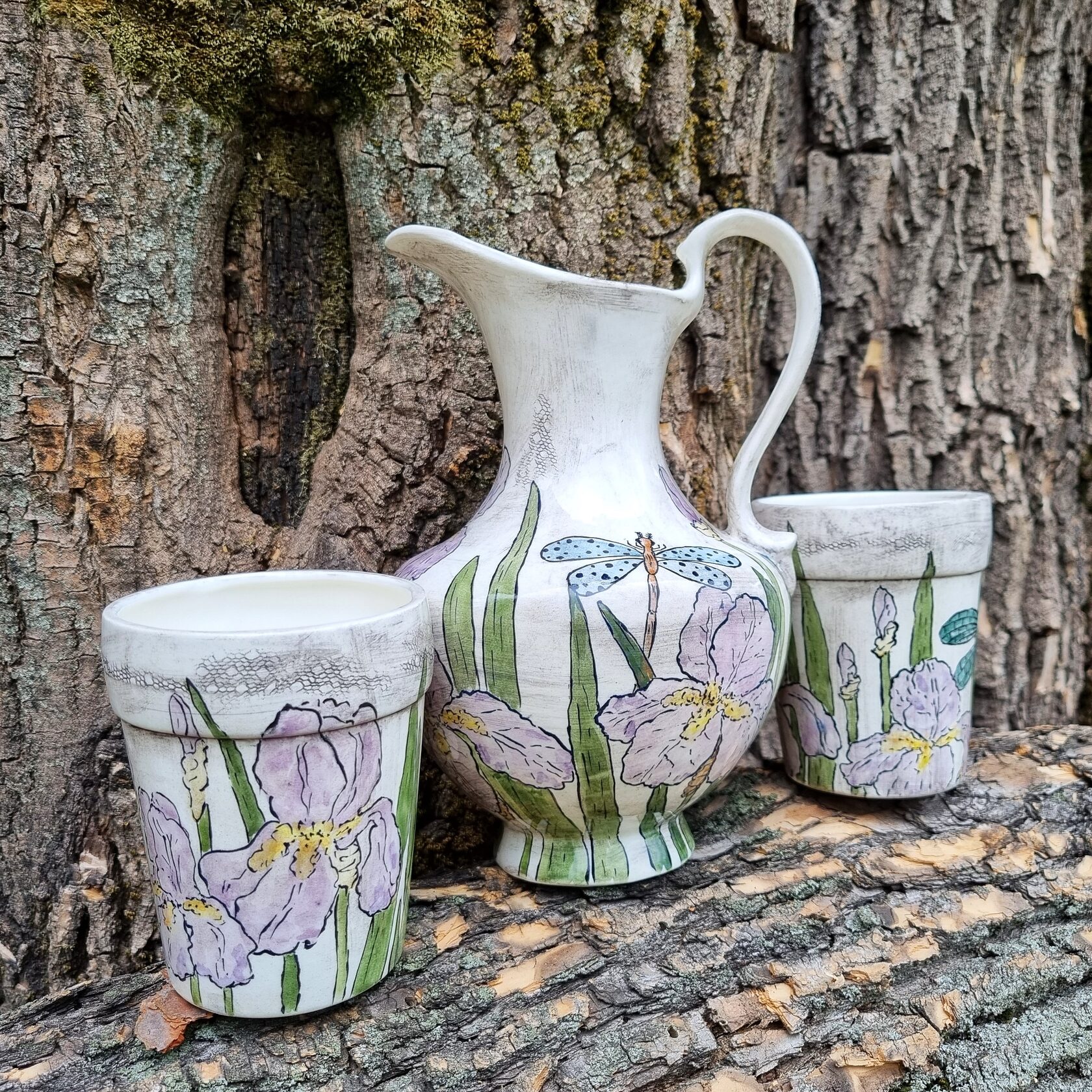 Кувшин и пара стаканов "Ирисы"