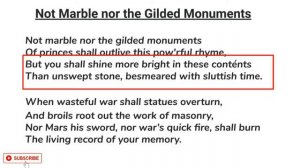 Sonnet 55 by William Shakespeare - Not Marble Nor the Gilded Monuments - Summary and Explanation