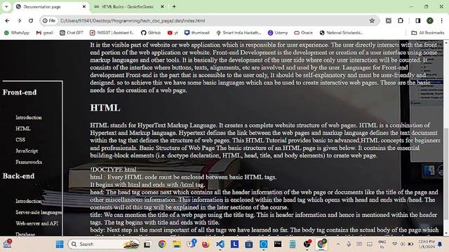PROJECT (HTML, CSS):- Technical documentation page using html and css||#project #html #css