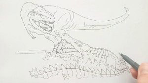 Deinosuchus attacks T-rex! | Drawing dinosaurs for kids | Color Pages