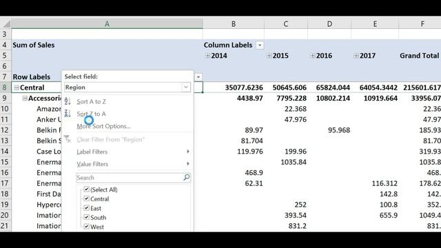 Pivot Table - How to Apply Label Filter on PivotTables !! Excel tutorial for beginners