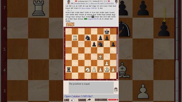 Chessable Masters 2023 - Round: 1.3 || Quang Liem Le vs Magnus Carlsen - April 4, 2023