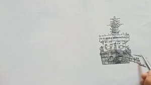 Ship in a port sketch || Aswni chhikara