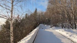 Прогулка пешком по Томску в -28 градусов. Лагерный сад. Набережная реки Томи /Walk travel Tomsk/ 4k