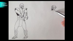 How to draw Sub Zero Fight, Mortal Kombat, Как нарисовать Саб Зиро, Мортал Комбат