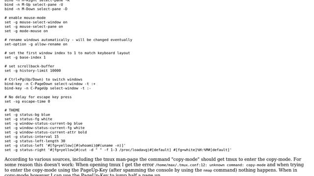 tmux outputs "unknown command: copy-mode" at start смотреть онлайн