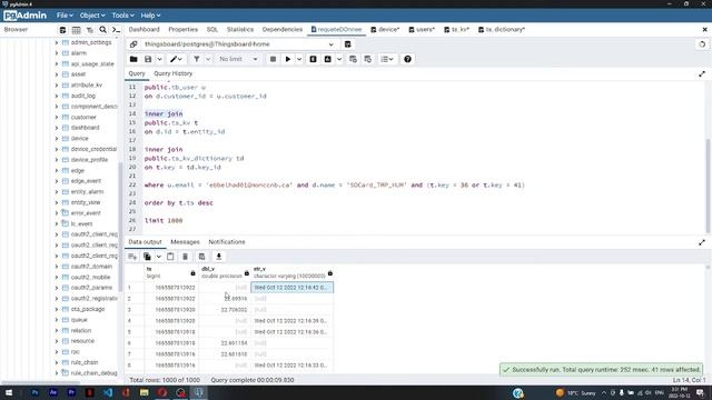 PGAdmin Thingsboard Database query select with inner join смотреть онлайн