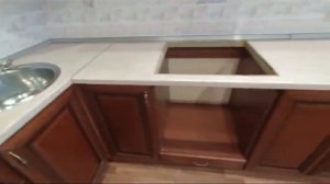 угловая кухня бу "Массив шпон вишни" для дома серии п44