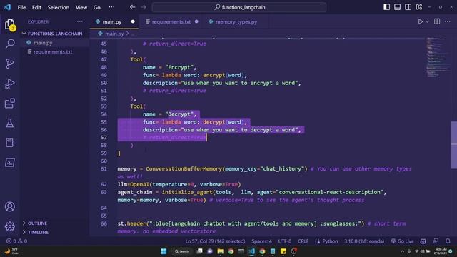 Custom langchain Agent & Tools with memory. Turn any Python function into langchain tool with Gpt 3
