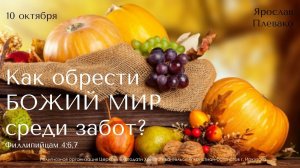 10.10.2021. Ярослав Плевако. "Как обрести Божий мир среди забот?"